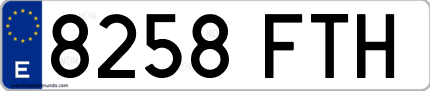 Ejemplo de matrícula de coche ordinaria 8258 FTH
