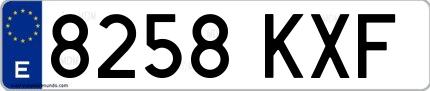 Ejemplo de matrícula española 8258 KXF