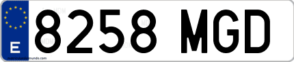Ejemplo de matrícula de coche ordinaria 8258 MGD