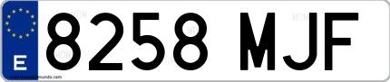 Ejemplo de matrícula española 8258 MJF