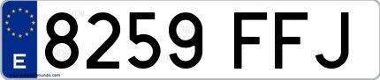 Ejemplo de matrícula española 8259 FFJ