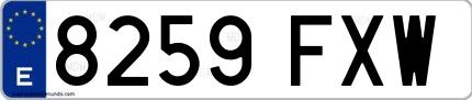 Ejemplo de matrícula española 8259 FXW