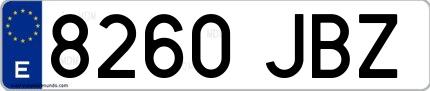 Ejemplo de matrícula española 8260 JBZ