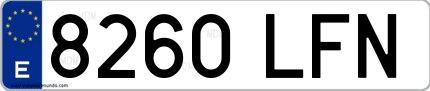 Ejemplo de matrícula española 8260 LFN