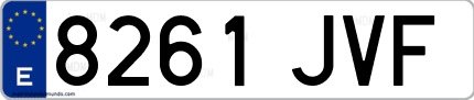 Ejemplo de matrícula de coche ordinaria 8261 JVF