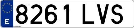 Ejemplo de matrícula española 8261 LVS