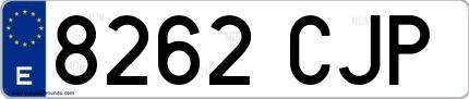 Ejemplo de matrícula española 8262 CJP