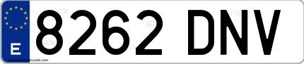 Ejemplo de matrícula española 8262 DNV