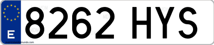 Ejemplo de matrícula de coche ordinaria 8262 HYS