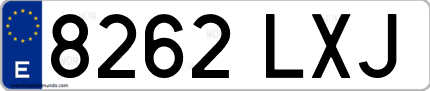 Ejemplo de matrícula de coche ordinaria 8262 LXJ