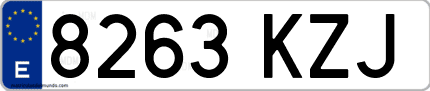 Ejemplo de matrícula de coche ordinaria 8263 KZJ