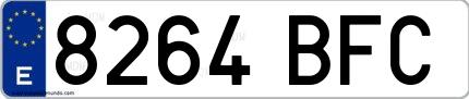 Ejemplo de matrícula española 8264 BFC