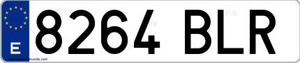Ejemplo de matrícula española 8264 BLR