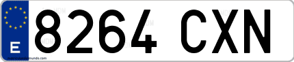 Ejemplo de matrícula de coche ordinaria 8264 CXN