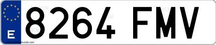 Ejemplo de matrícula española 8264 FMV