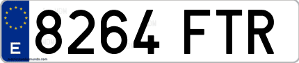 Ejemplo de matrícula de coche ordinaria 8264 FTR