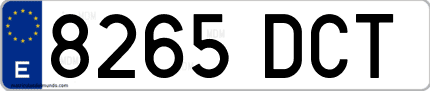 Ejemplo de matrícula de coche ordinaria 8265 DCT