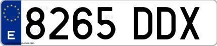 Ejemplo de matrícula española 8265 DDX