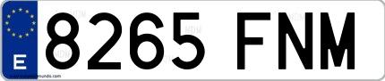 Ejemplo de matrícula española 8265 FNM