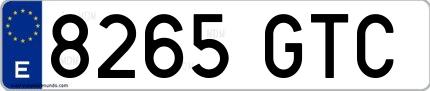 Ejemplo de matrícula española 8265 GTC