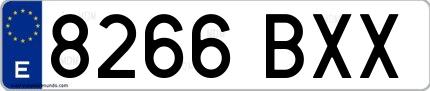 Ejemplo de matrícula española 8266 BXX