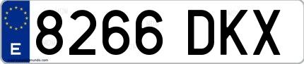 Ejemplo de matrícula española 8266 DKX