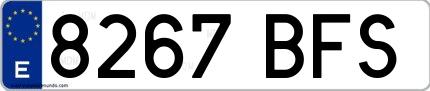 Ejemplo de matrícula española 8267 BFS