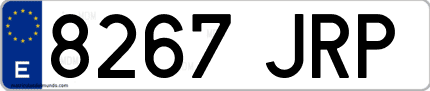 Ejemplo de matrícula de coche ordinaria 8267 JRP