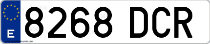 Ejemplo de matrícula de coche ordinaria 8268 DCR