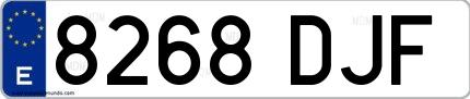 Ejemplo de matrícula española 8268 DJF
