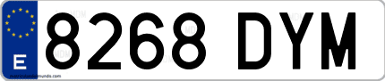 Ejemplo de matrícula de coche ordinaria 8268 DYM