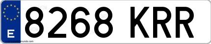 Ejemplo de matrícula española 8268 KRR