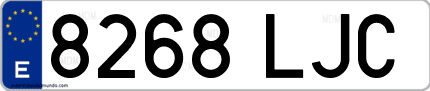 Ejemplo de matrícula de coche ordinaria 8268 LJC