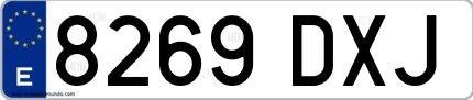 Ejemplo de matrícula española 8269 DXJ