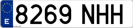 Ejemplo de matrícula de coche ordinaria 8269 NHH