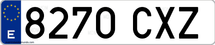 Ejemplo de matrícula de coche ordinaria 8270 CXZ