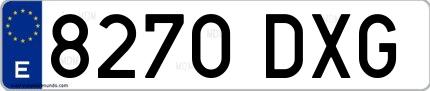 Ejemplo de matrícula española 8270 DXG