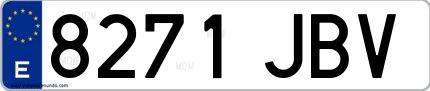 Ejemplo de matrícula española 8271 JBV