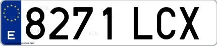 Ejemplo de matrícula española 8271 LCX