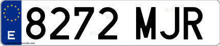 Ejemplo de matrícula de coche ordinaria 8272 MJR