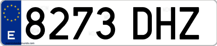 Ejemplo de matrícula de coche ordinaria 8273 DHZ