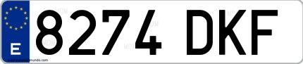 Ejemplo de matrícula española 8274 DKF