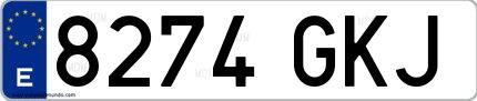 Ejemplo de matrícula española 8274 GKJ