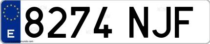 Ejemplo de matrícula española 8274 NJF