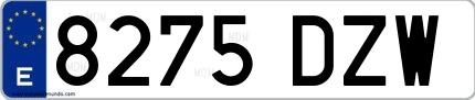 Ejemplo de matrícula española 8275 DZW