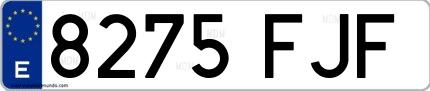 Ejemplo de matrícula española 8275 FJF