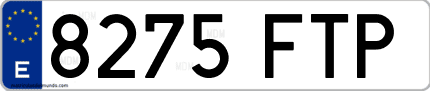 Ejemplo de matrícula de coche ordinaria 8275 FTP