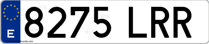 Ejemplo de matrícula de coche ordinaria 8275 LRR