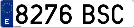 Ejemplo de matrícula española 8276 BSC