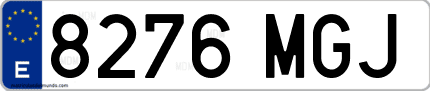 Ejemplo de matrícula de coche ordinaria 8276 MGJ